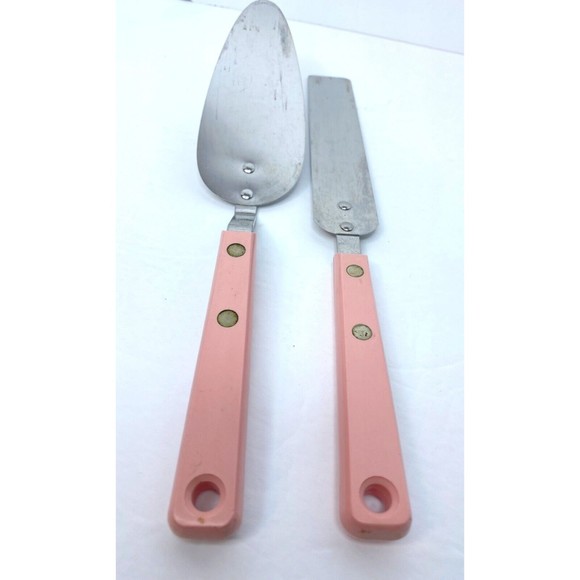 Mid Century Armco Forge Pink Handle, Set Frosting Spatula, Cake Server - Picture 2 of 13